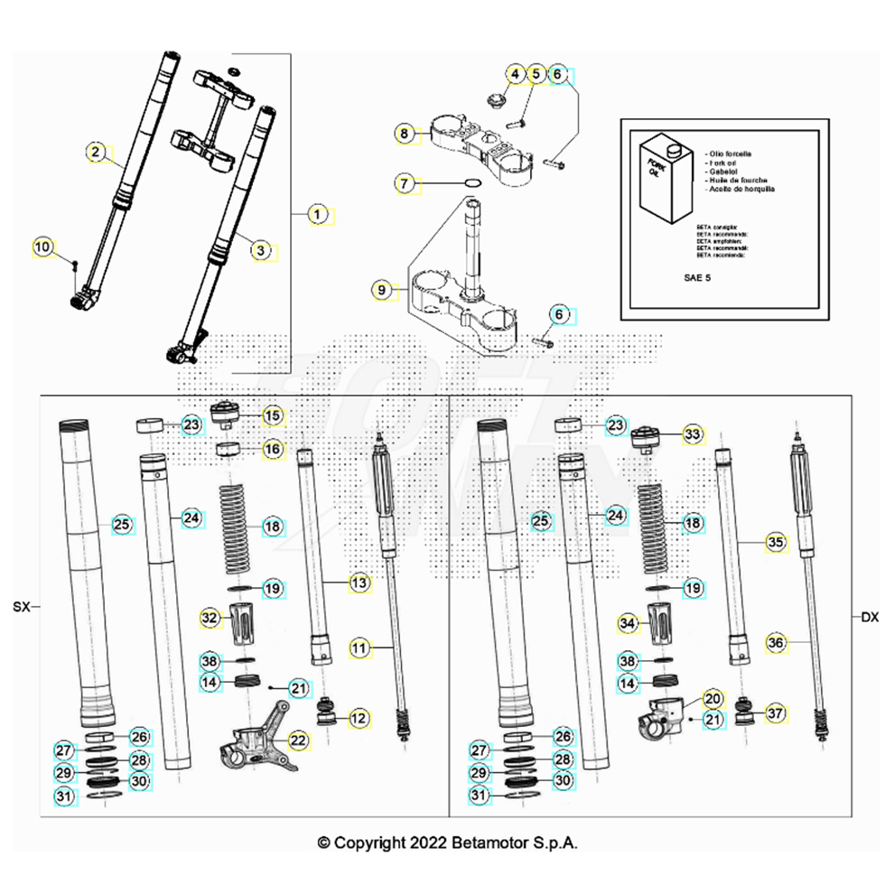 Beta RR125 23 Gabel Ersatzteile
